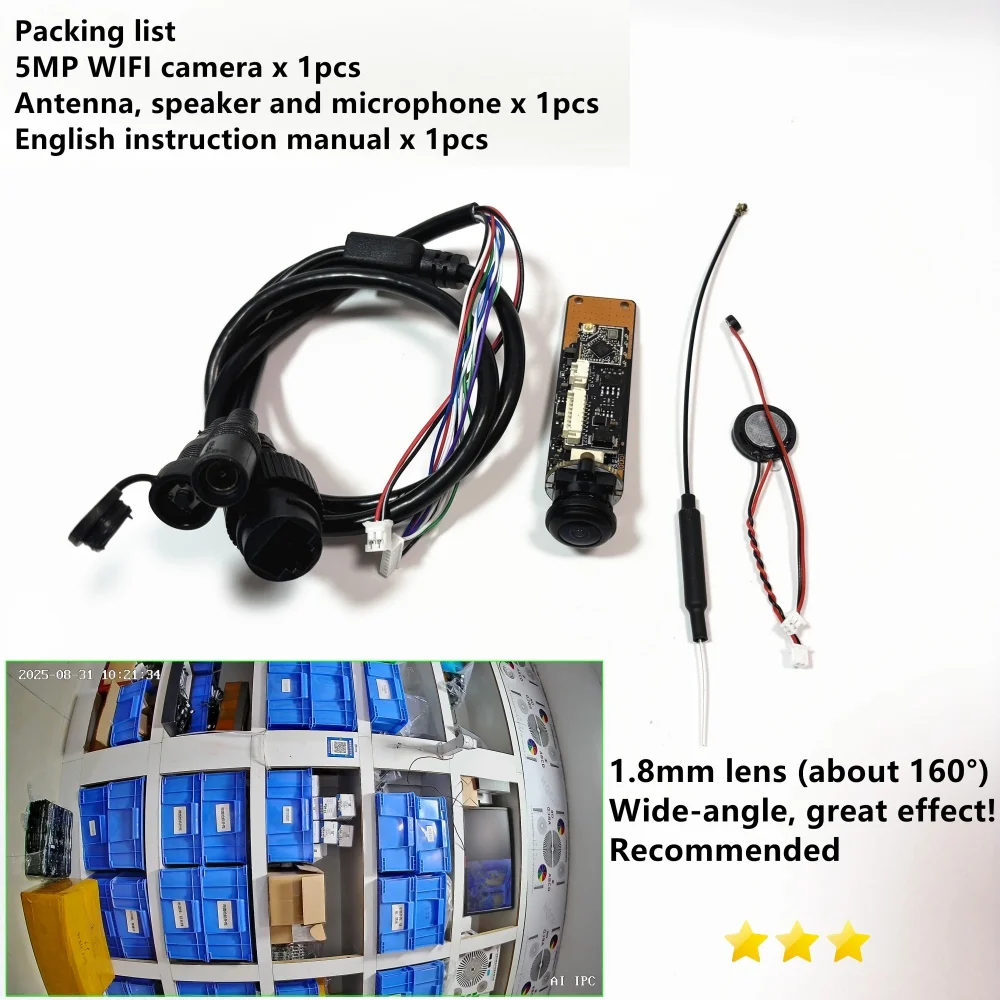 5-мегапиксельная мини-камера Pcb DIY FPV Wi-Fi, внутренняя аудиосистема обнаружения человека, домашняя 3-мегапиксельная IP-камера видеонаблюдения, 2 МП, 6X Zoom Ctrlasy APP