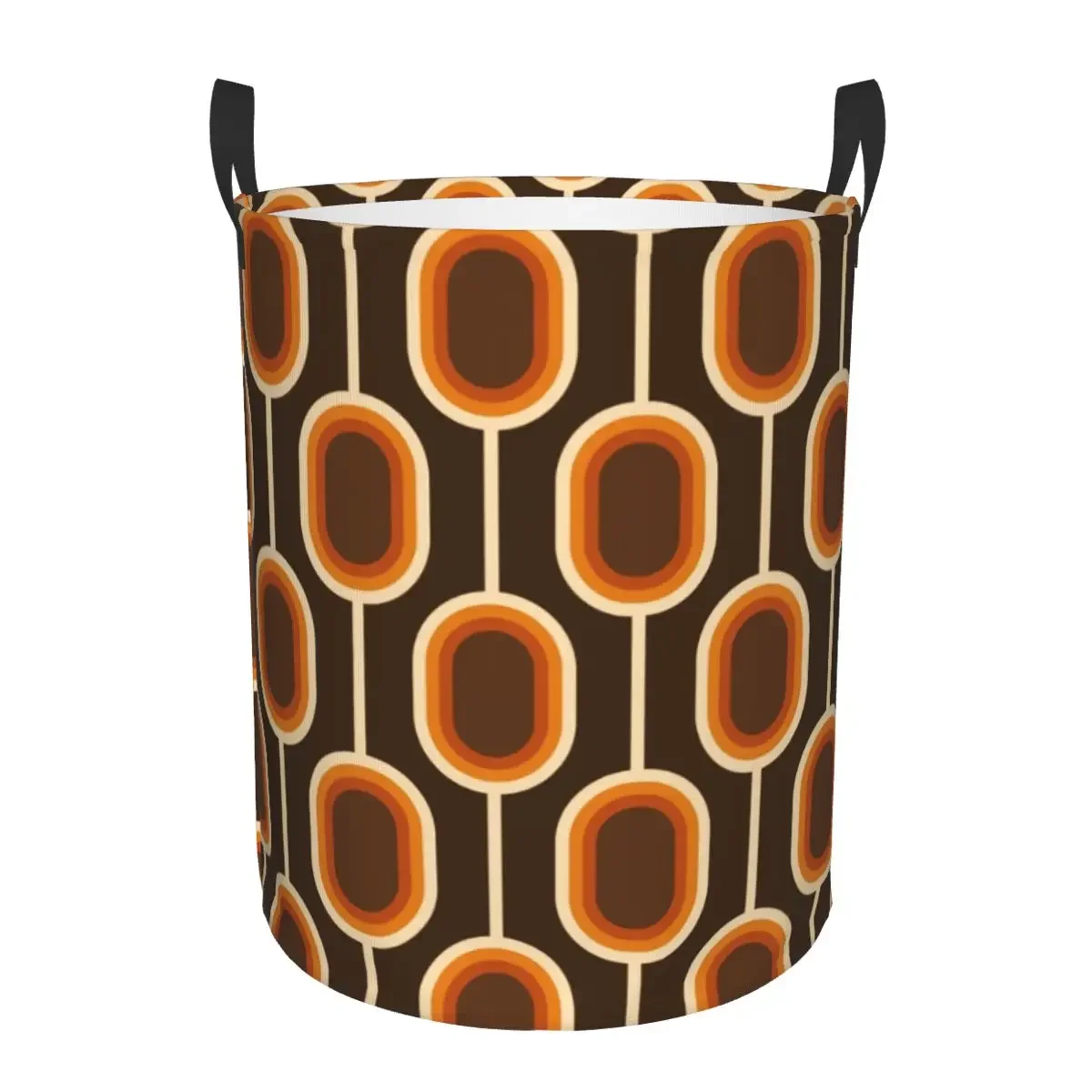Корзина для белья с узором 70-х годов оранжево-коричневые соединенные узлы