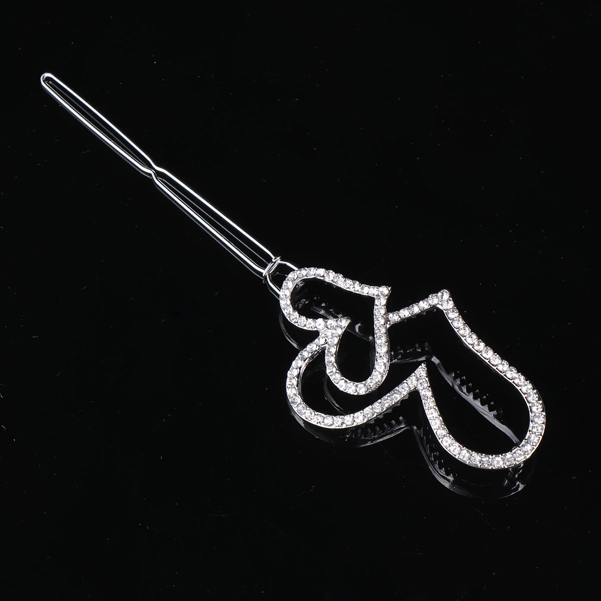 

Стразы заколка для волос простые двойные сердца заколки для волос ювелирные изделия для девочек (серебро)