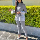 Женский брючный костюм из двух предметов, повседневный облегающий Трикотажный костюм из топа и брюк в стиле пэчворк, весна-осень 2022