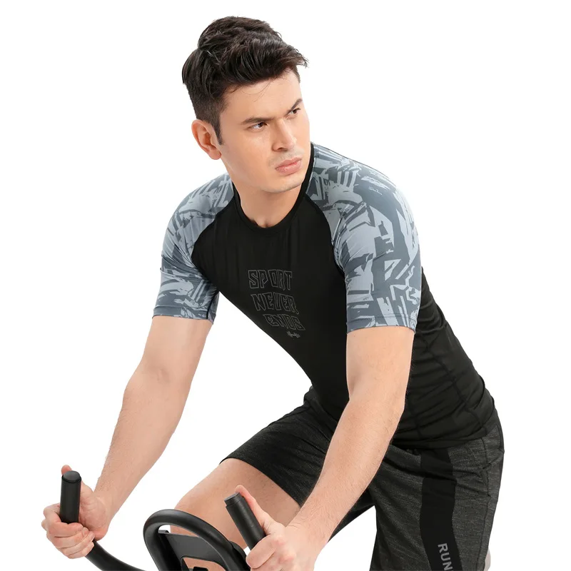 

Summer Tee Shirt Men Clothing Graphic T Shirts Casual Tight Short-sleeve Men's T-shirt Elastic Quick-drying Tops T Shirt Homme