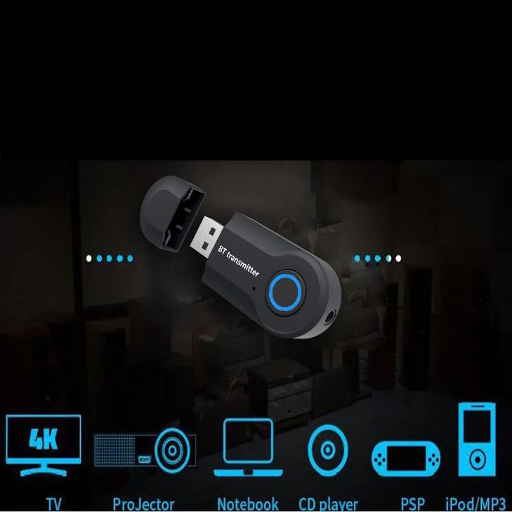 Bluetooth 5 0 передатчик 3 мм разъем аудио адаптер беспроводной стерео для ПК ТВ