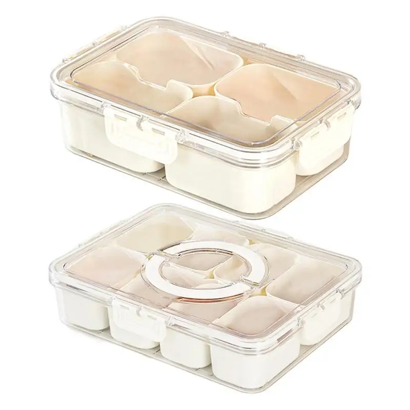 

Snackle Box Refrigerator Storage Container Divided Portable Snack Platters With Handle For Fruits & Kitchen Tools Accessories