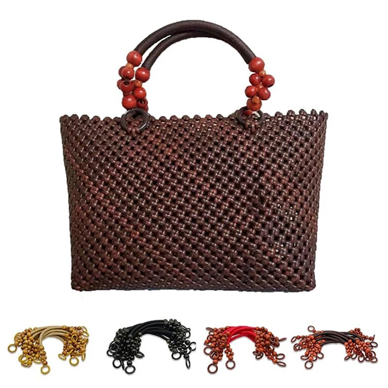 

47 см сумка-клатч из бисера с деревянной ручкой с плетеной ручкой, модная сумка ручной работы через плечо, ремешок, «сделай сам», кошелек, ручка, ремешок на плечо