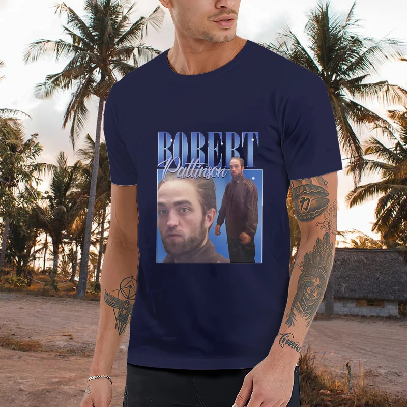 

2022 New Funny Robert Pattinson 3D Men's T-Shirt Tops Short Sleeves Fashion Men's and Women's Black Shirts Casual Wear
