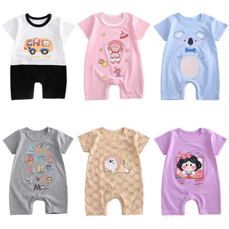 

Summer Baby Kids Rompers Cartoon Pattern Infants Jumpsuits Short Sleeve Onepiece Clothes