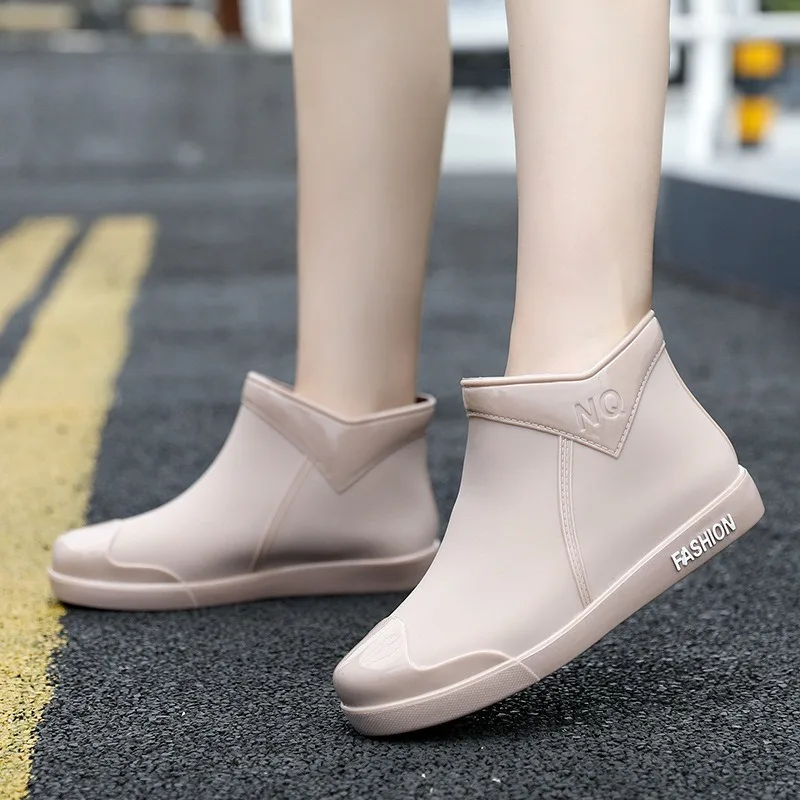 

New Rainboots Women Female Waterproof Water Shoes Low-top Water Boots Women Fashion Car Wash Shoes Kitchen Work Rubber Shoes
