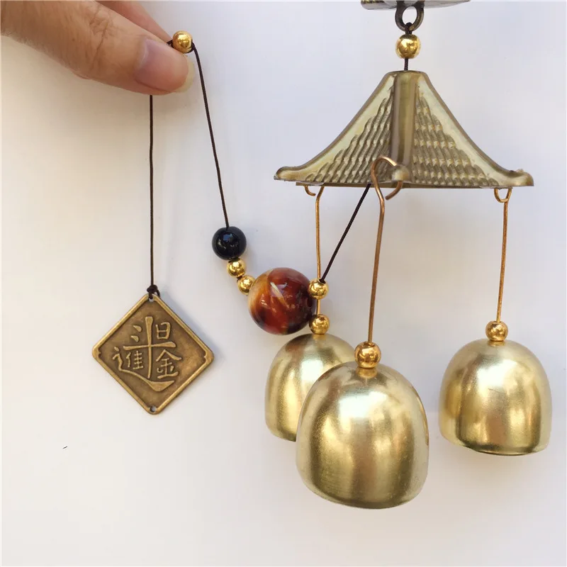 metal copper wind chime pendant door decoration alloy bell feng shui pendant town house lucky cat cat money shop doorbell free global shipping