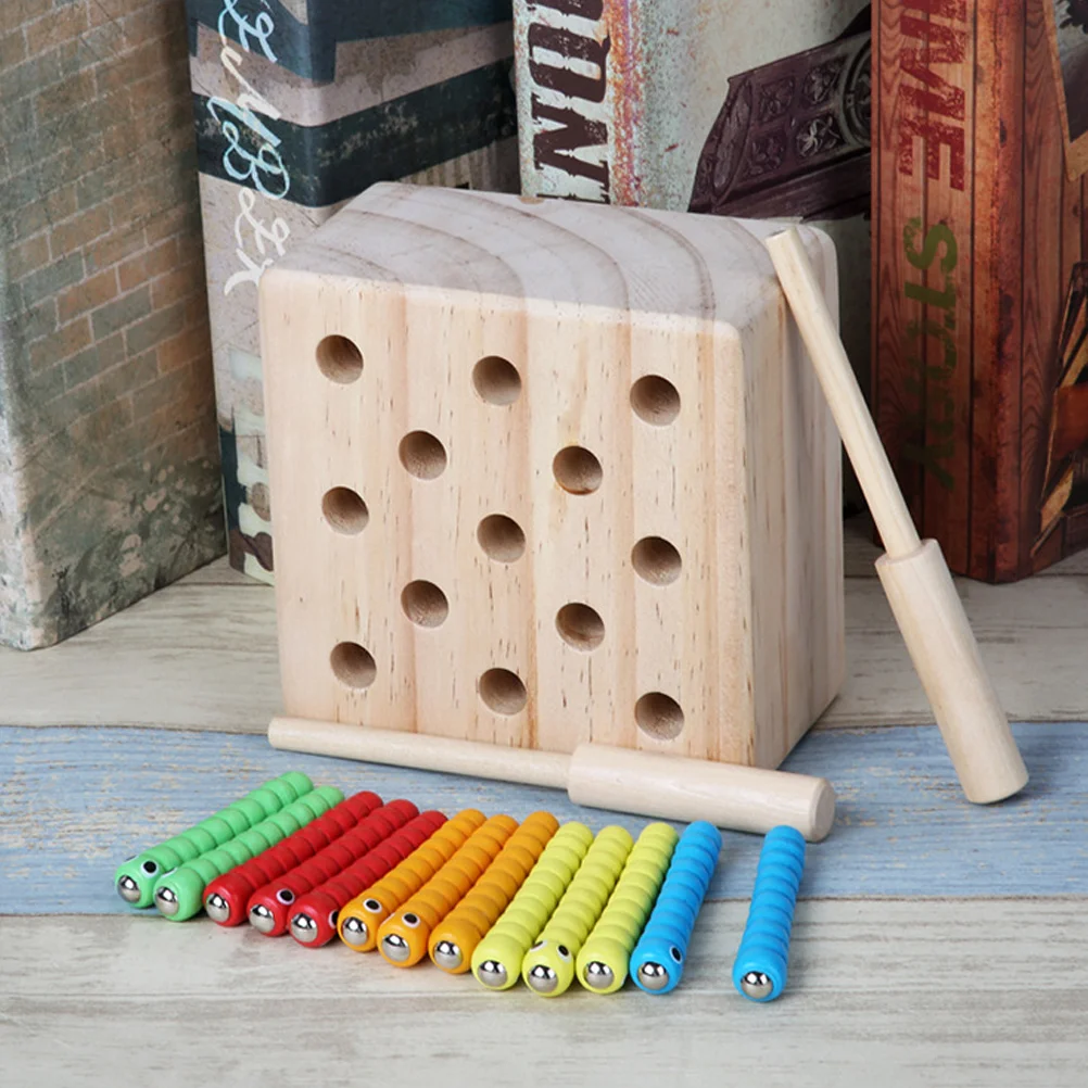 

1 Set Catch Worm Game Creative Attractive Parent-child Interactive Game Wooden for Children Baby Kids