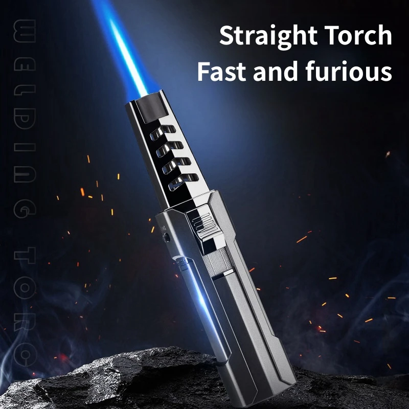 

HOT Portable Metal Windproof Direct-flush Gas Lighter Strong Fire Kitchen Baking Outdoor Barbecue Camping Butane Welding Torch