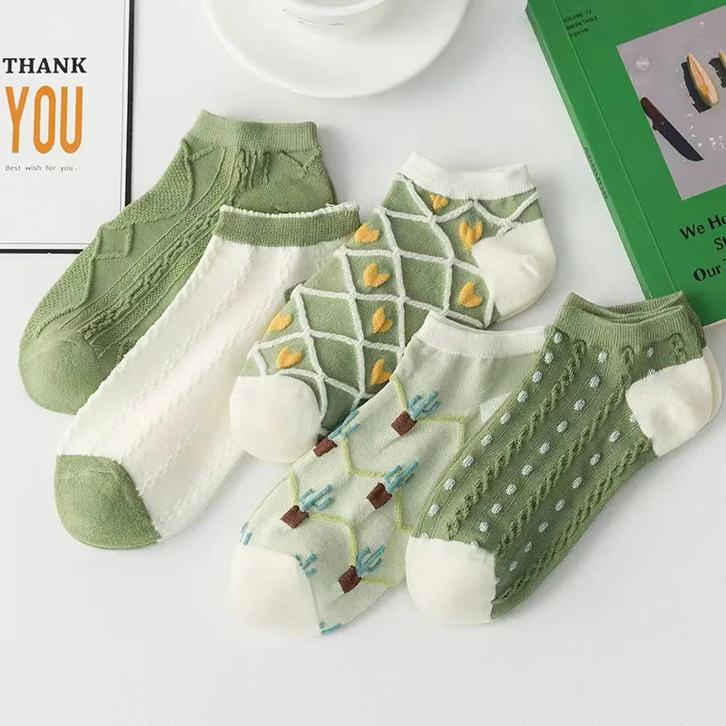 

Носки женские короткие в Корейском стиле, 5 пар/партия