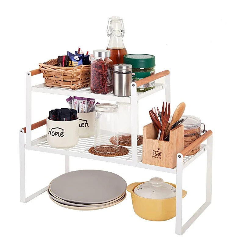 wide shelf organizerstackable countertop shelf withspace saving organizer for cupboardcabinetstorage rackshelves for wall free global shipping