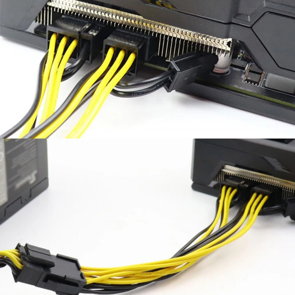 

10 шт., 8-контактный PCI Express на Dual PCIE 8 6 2-контактный кабель питания 20 см, видеокарта для материнской платы, PCI-E GPU Кабель питания, сплиттер