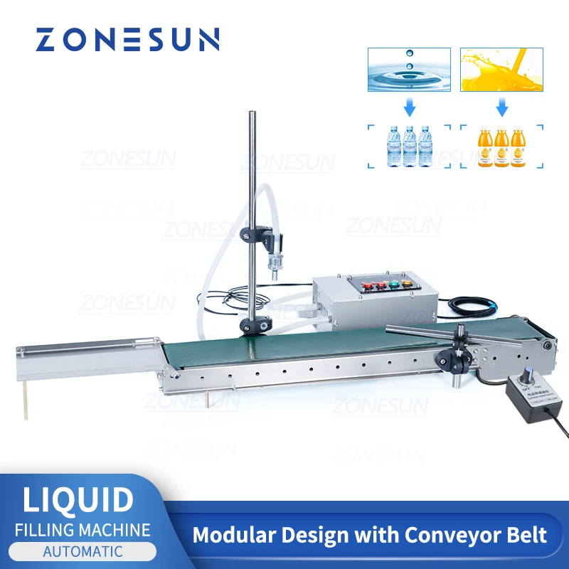 ZONESUN Liquid Filling Machine Automatic Electrical Conveyor Belt Single HeadHigh Precision Heat Resistance ZS-DPYT3000