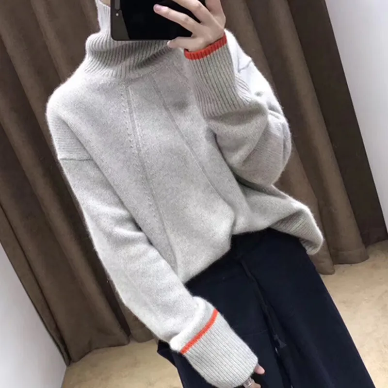 

Thick Cashmere Turtleneck Sweater Women 2022 autumn winter Korea Oversized Streetwear Pull Femme Hiver Knitted Pullover Jumper