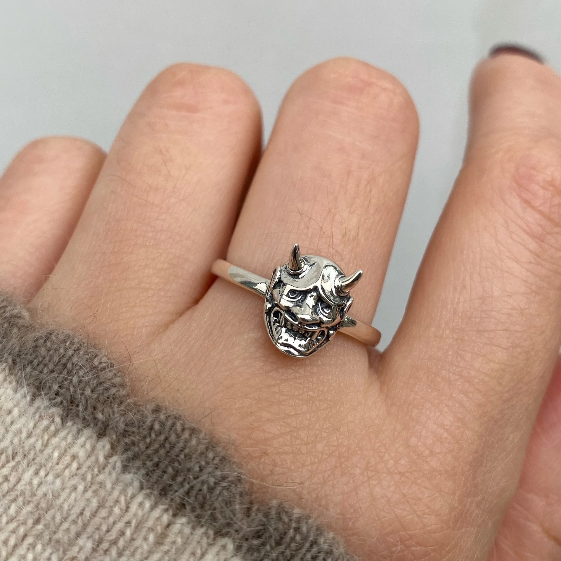 

Fashion Silver Color Prajna Rings Skull Mask Finger Rings Opening Adjustable Finger Ring Party Jewelry Accessories