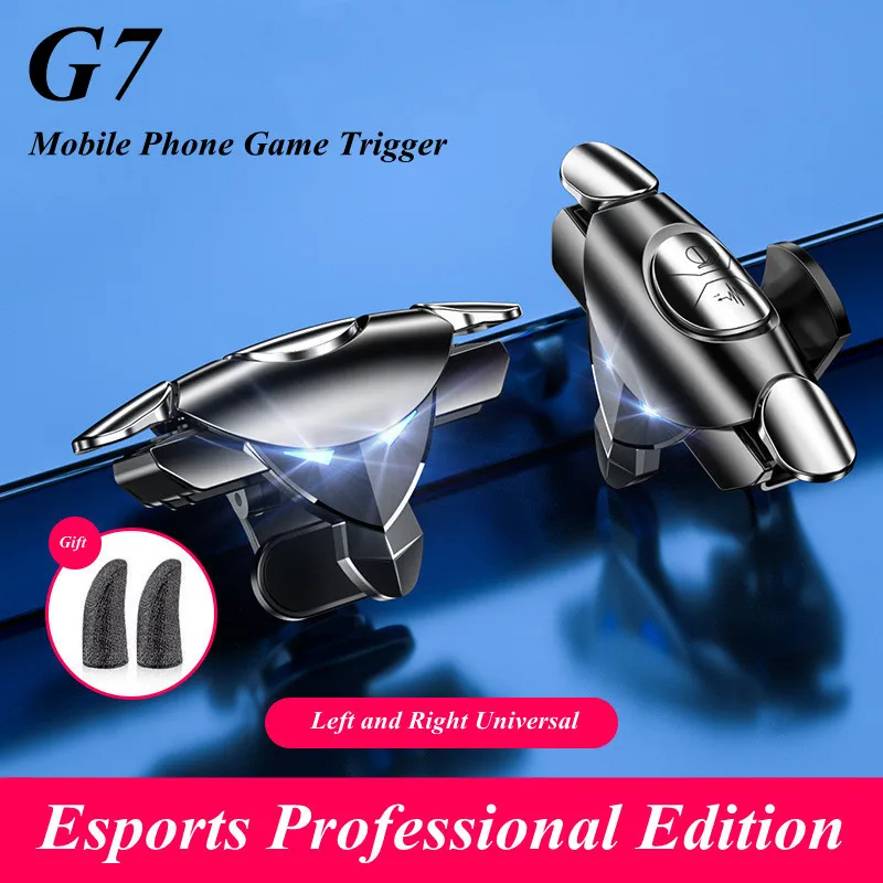 G7 Portable Mobile Phone Gamepad Joystick for PUBG LOL Aim Shooting Game Controller Trigger L1R1 Alloy Button for IPhone Android