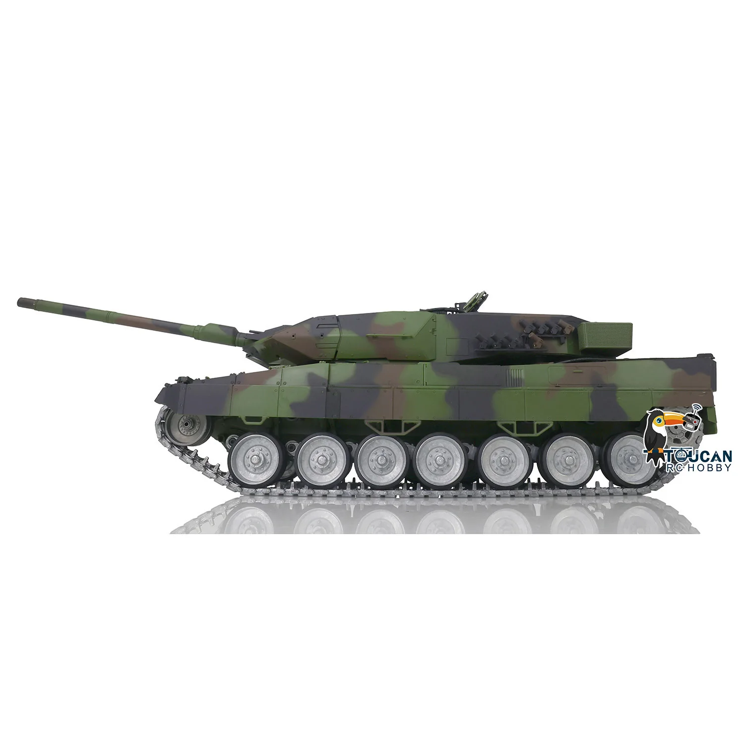 Фото Радиоуправляемый танк Toucan 1/16 Heng Long TK7.0 Leopard2A6 3889 с металлическими гусеницами, колесами, откатом ствола, BB-пушкой, дымогенератором и пультом управления (Panzer) №3
