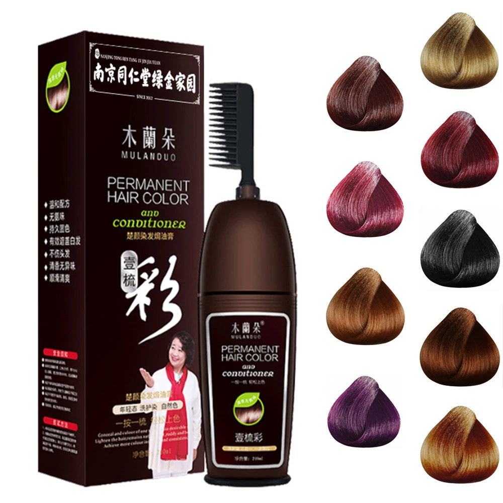 

Natural Ginseng Essence Instant Hair Dye Shampoo Instant Hair Color Cream Cover Permanent Hair Coloring Shampoo with Comb