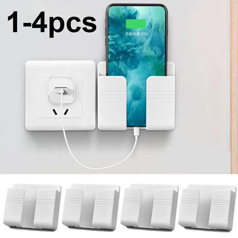 

1-4Pcs Multifunction Punch Free Wall Mounted Storage Box Organizer TV Remote Control Mounted Mobile Phone Plug Charging Holder