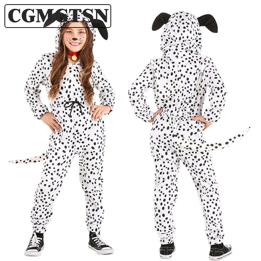 

CGMGTSN Детский костюм для косплея с животными, далматинской собакой, черный, белый комбинезон, Пижамный комбинезон, детская одежда на день Хэллоуина