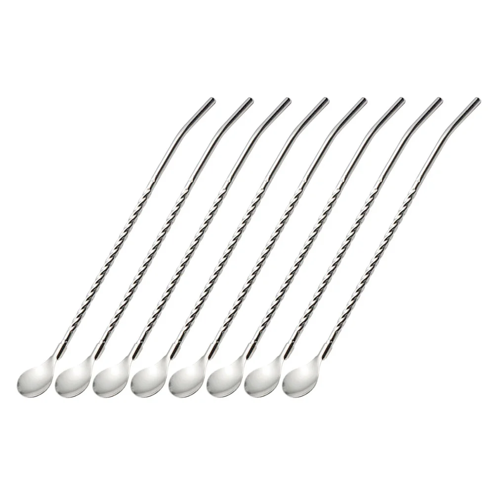 

Spoon Straw Stirring Tea Coffee Spoonsmixing Stainless Steel Drinking Handle Metal Strawswith Sticks Strainer Stir Stirrer