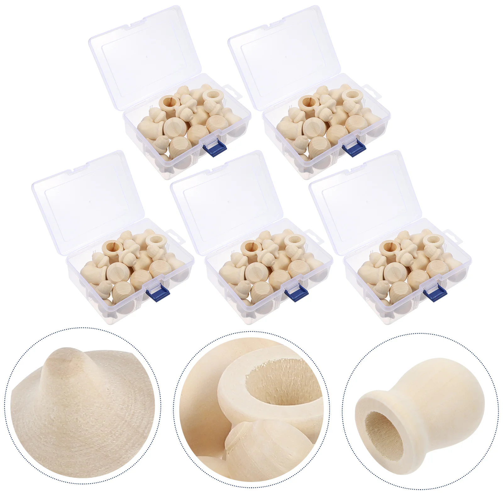 

5 Boxes Wooden DIY Jars Unpainted DIY Wood Jars Graffiti Adornments for Home