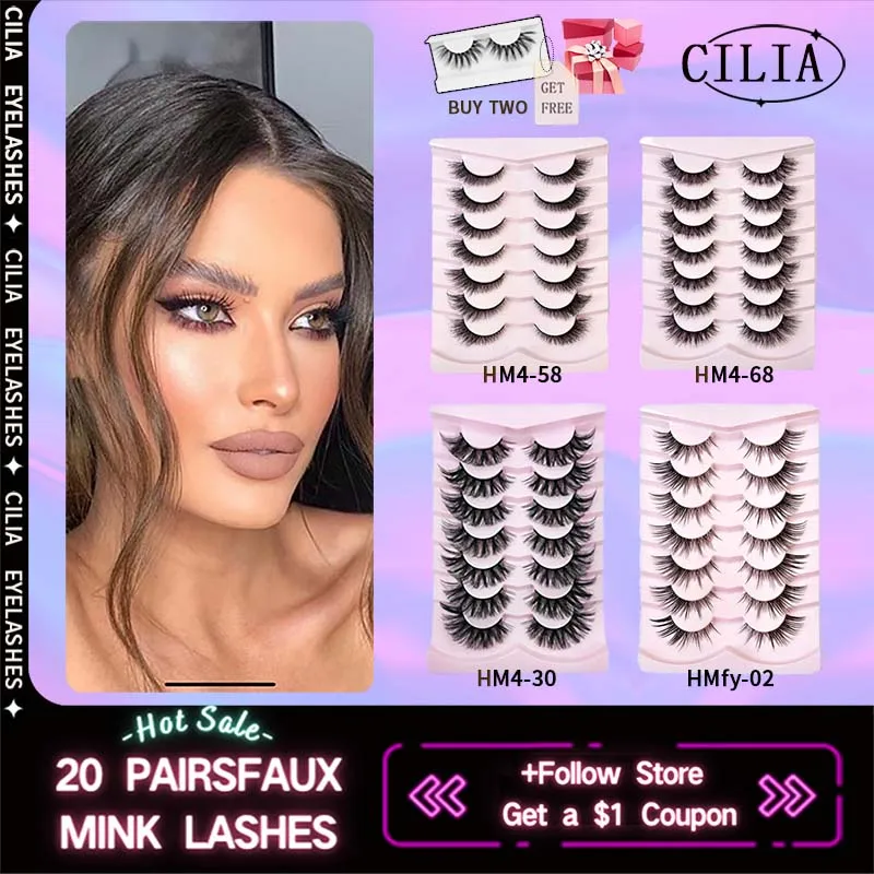 

CILIA Cat Eye Lashes 7 Pairs 3D Faux Mink Eyelashes Fox Eye Winged End Eye Elongated Wispy Fluffy Make Up Beauty Tools Wholesale