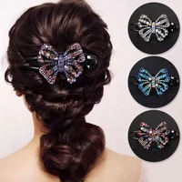 1pc women hairclip rhinestone fashion bow shape hair pins duckbill clip exquisite hair style tool hair accessories