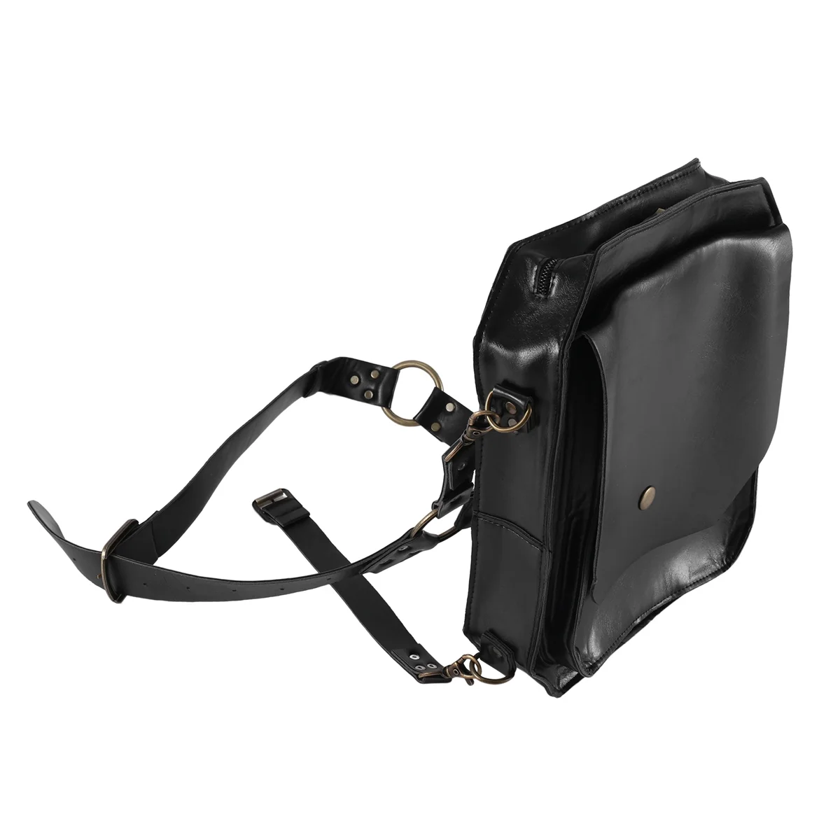 

Medieval Waist Ring Belt Pouch Steampunk Leather Bag for Women Men Cosplay Costume, Black