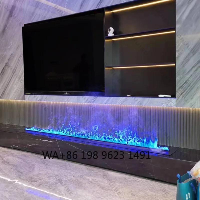 Фото Светодиодный 3D-камин с дистанционным управлением, паровым распылением и RGB-подсветкой, многоцветное пламя для дома, отеля, свадьбы, создания атмосферы в помещении №1