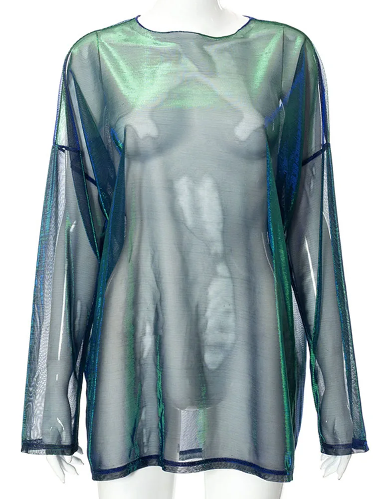 Женская прозрачная футболка с круглым вырезом