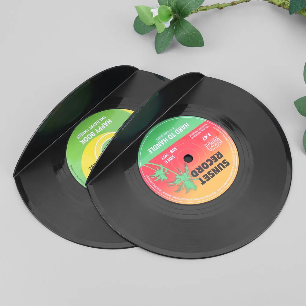 2pcs Creative Vinyl Record Shaped Book Shelves Holders School Office Gifts