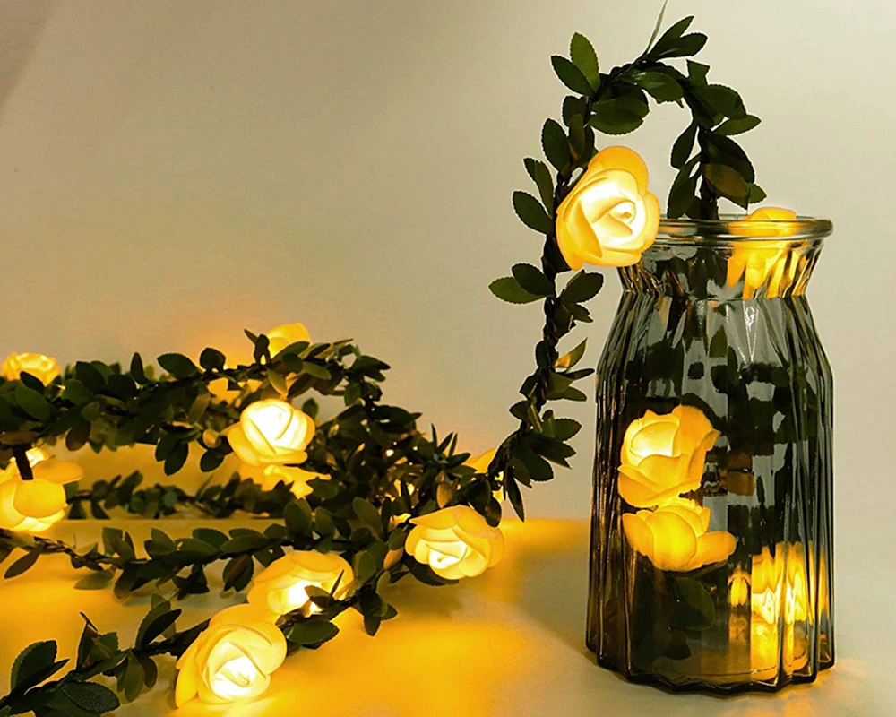 

1.5M 10LED Artificial Rose Flower Garland String Light LED Fairy Lights Valentine's Day Wedding Christmas Party Decorations