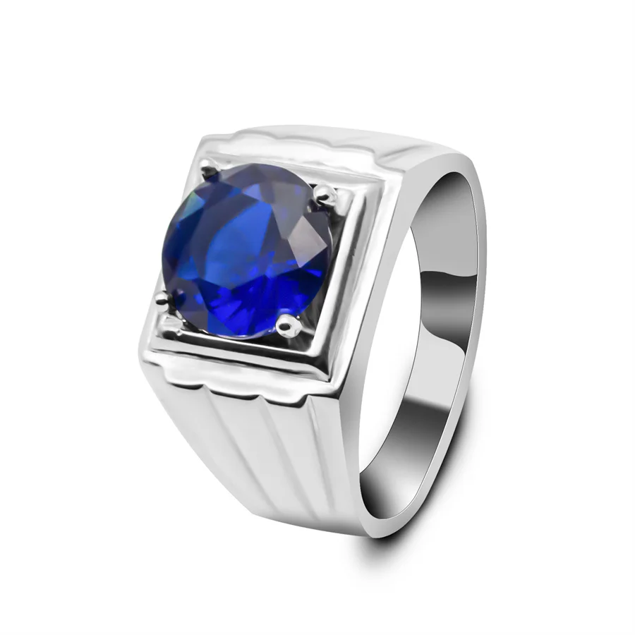 

Оригинальное женское серебряное обручальное кольцо с синим кубическим цирконием, малазийские ювелирные изделия, подарок, Серебряное обручальное кольцо