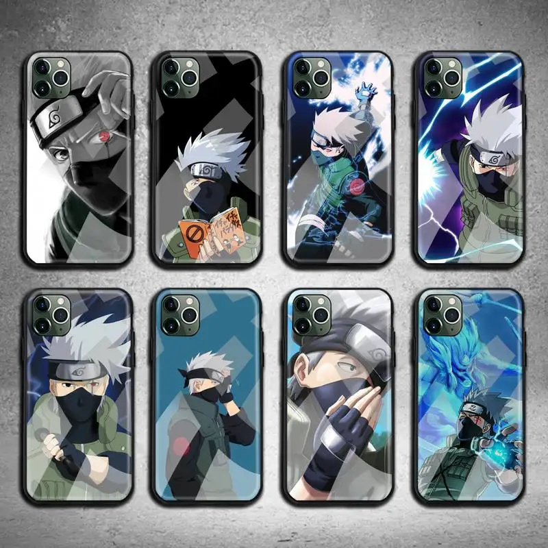 

Anime Naruto Hatake Kakashi Phone Case Tempered Glass For iPhone 13 12 11 Pro Mini XR XS MAX 8 X 7 6S 6 Plus SE 2020 cover
