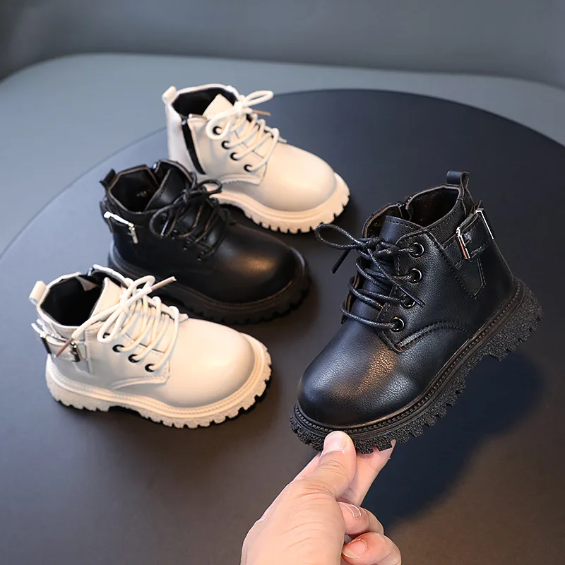 

Winter New Children's Fashion Front Lace Up Soft Sole Anti Slip Snow Warm Boots Girls' Side Zipper Casual Walking Shoes