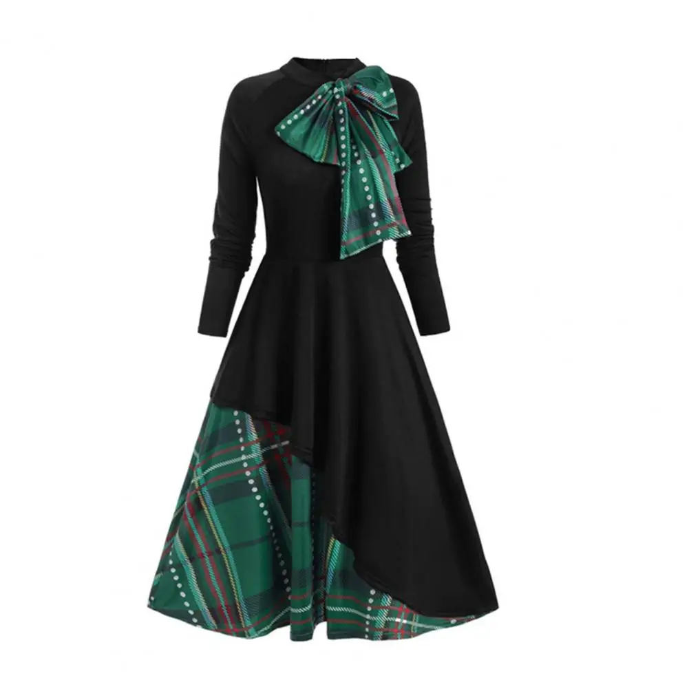 

Women Spring Dress Stand Collar Women Dress Mid-calf Length Fall Ball Dress