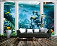 3d photo wallpaper custom mural shark dolphin underwater world diver coral living room home decor wallpaper for wall in rolls
