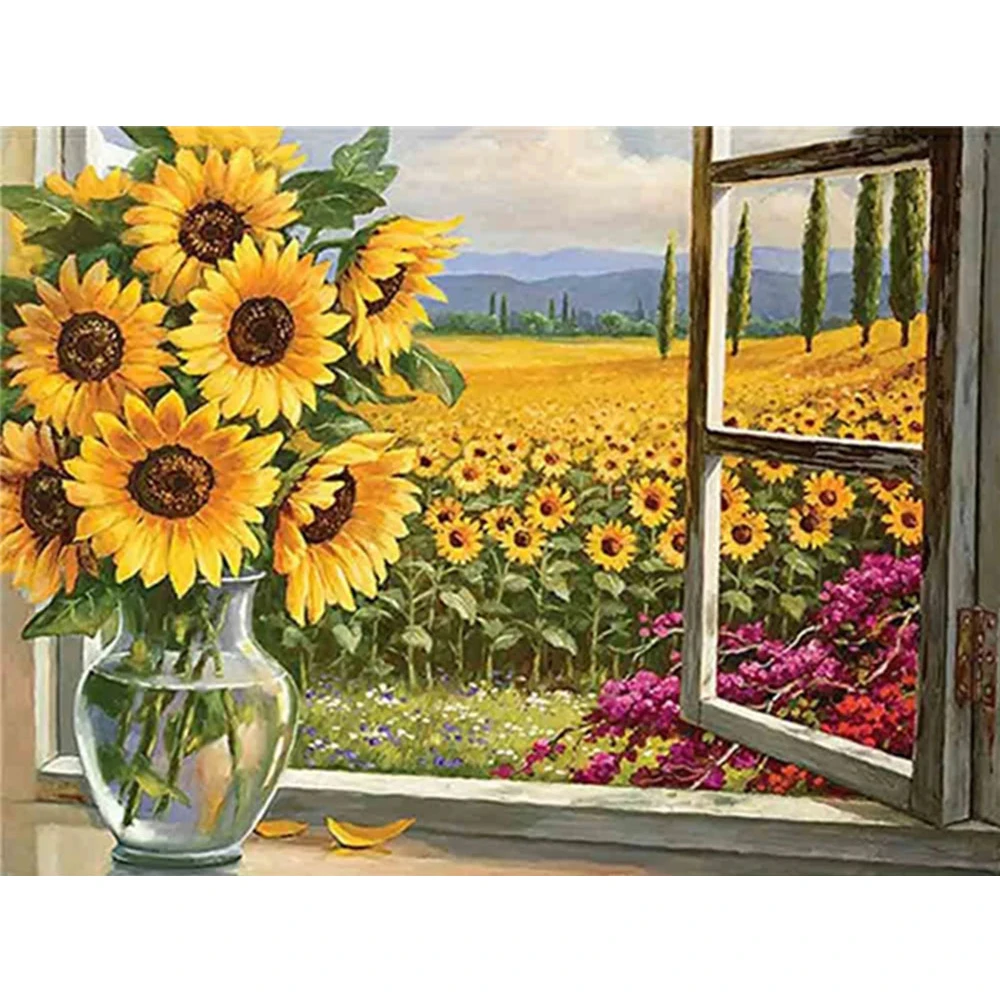 Diamond Painting 5d Sunflower DIY Mosaic Vase Full Square/Round Diamond Embroidery Flower Home Decor Craft Kit