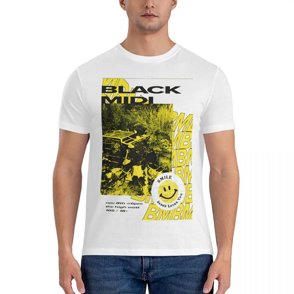 Футболка мужская с коротким рукавом круглым вырезом и принтом