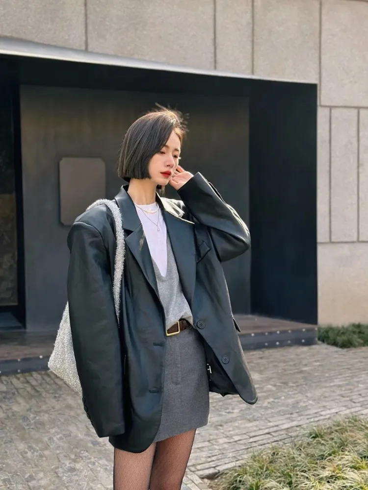 Черное кожаное пальто Theory Harvey Hong Kong Sle верхняя одежда для женщин осень 2023 новая