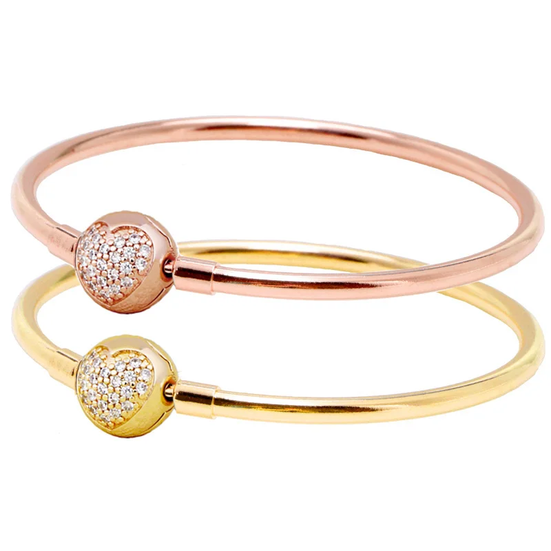 

Оригинальный браслет из розового золота с застежкой в виде сердца, змея, цепочка, браслет, соответствует европейским стандартам, очаровател...