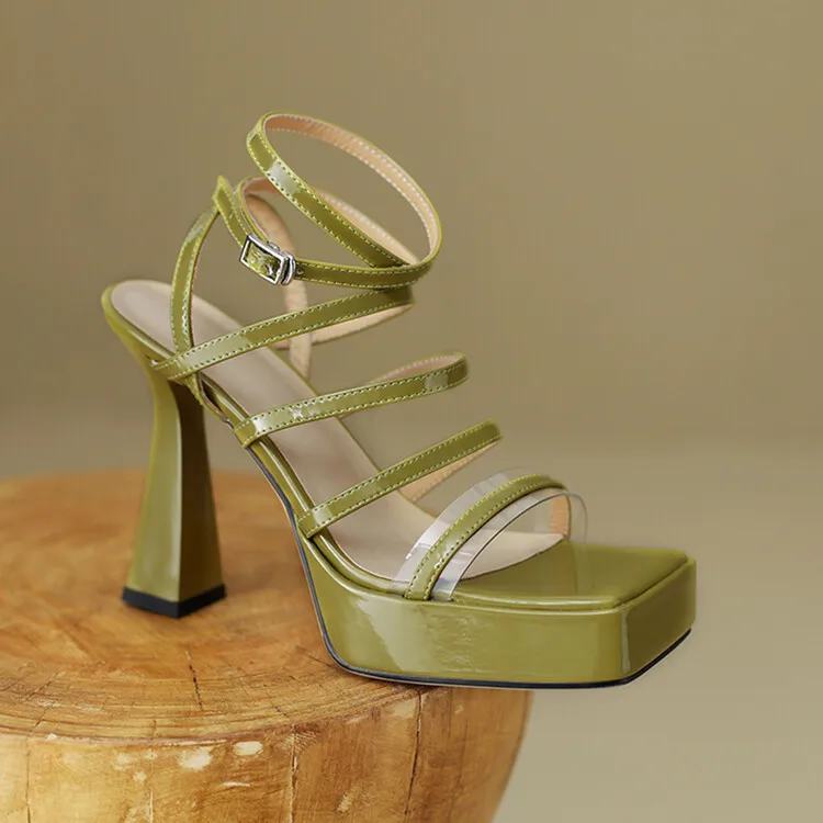 

Big size Oversize Large size Square toes platform shoes Thick Heel Super high heel Fashion sandals with heels Banquets
