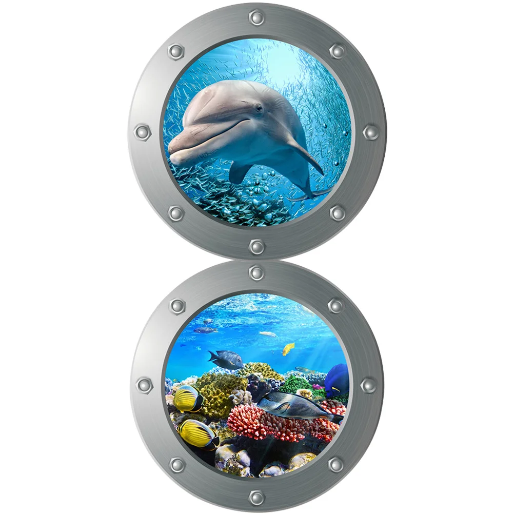 

2 Pcs Wallpaper Sea Life Stickers Child Kids Playing Room Decal Pvc Kindergarten