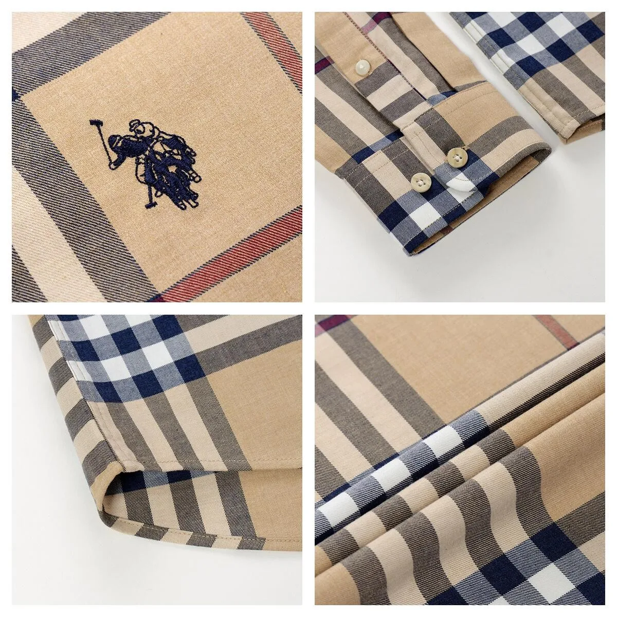 Мужская клетчатая рубашка U.S.Polo Assn. Classic из 100% хлопка модная Высококачественная