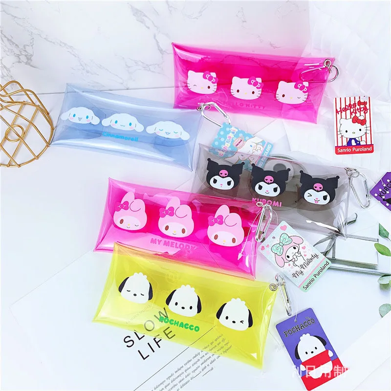 

New Hello Kitty Mymelody Kawaii Ins Simple Jelly Wallet Cartoon Pvc Transparent Storage Bag Sanrio Cute Schoolbag Pendant