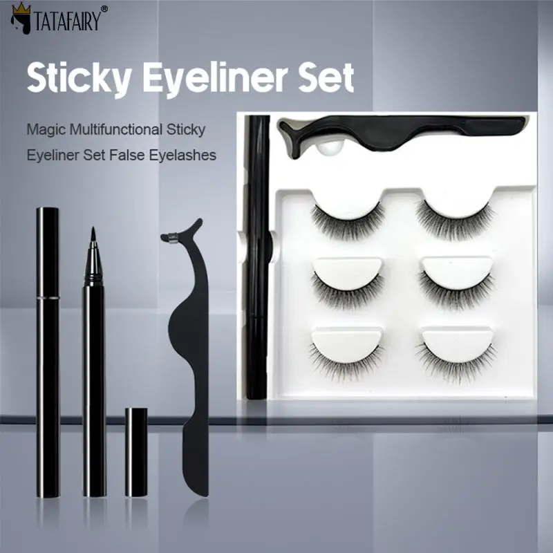 

3 Pairs Magnetic Eyelashes Eyeliner Tweezers Set 3D Mink Eyelashes Natural Artificial False Lashes For Faux Cils Makeup Tool