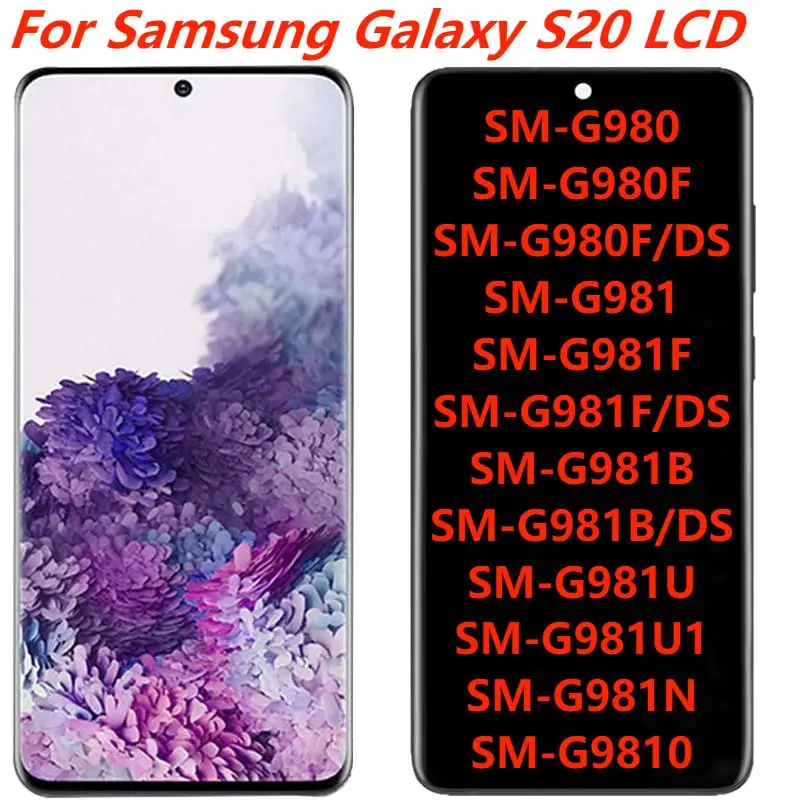 ЖК-дисплей с рамкой для Samsung S20 6 2 дюйма OLED-дисплей SM-G980 G980U G981F/DS сенсорный ЖК-экран