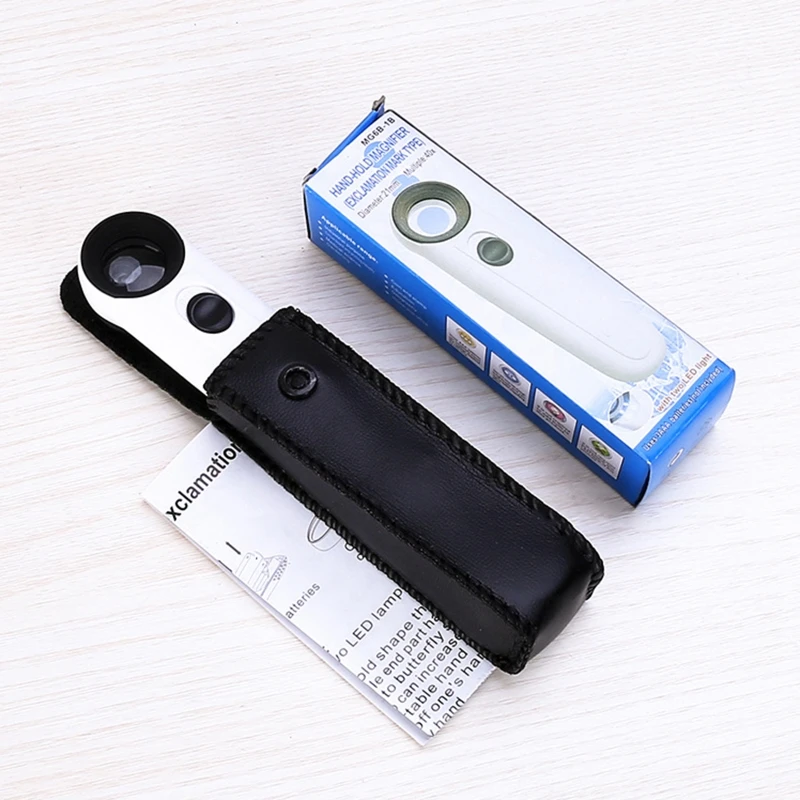 

Handheld 40x High Power Hand Held Magnifier Magnifying Glass with 2-LED Light for Reading Small Prints Coins Map Jewelry